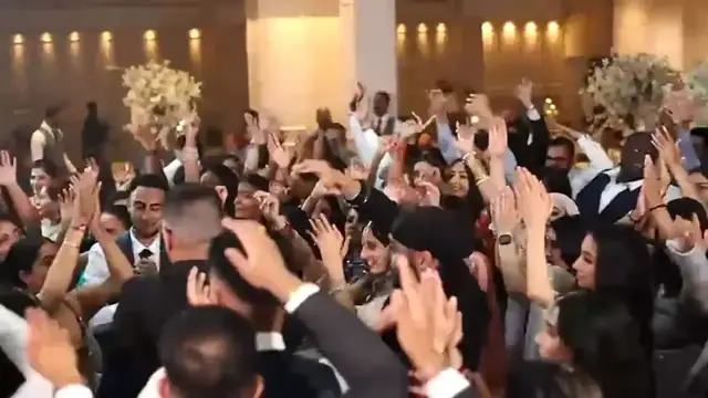 A packed wedding dance floor in Birmingham